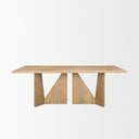 Tarro 84 Rectangular Light Brown Wood w Geometrical Base Dining Table - Default Title
