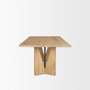 Tarro 84 Rectangular Light Brown Wood w Geometrical Base Dining Table - Default Title