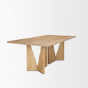 Tarro 84 Rectangular Light Brown Wood w Geometrical Base Dining Table - Default Title