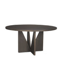 Tarro 60 Round Textured Espresso Wood w Geometrical Base Dining Table - Default Title