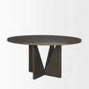 Tarro 60 Round Textured Espresso Wood w Geometrical Base Dining Table - Default Title