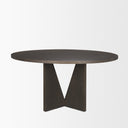 Tarro 60 Round Textured Espresso Wood w Geometrical Base Dining Table - Default Title