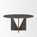 Tarro 60 Round Textured Espresso Wood w Geometrical Base Dining Table - Default Title
