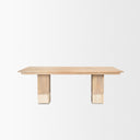 Shivon 84 Rectangular Light Brown Mango Wood W Travertine Dining Table - Default Title