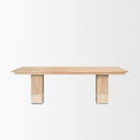Shivon 94 Light Brown Mango Wood W Travertine Dining Table - Default Title