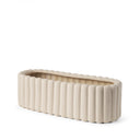 Mira Wide Textured Blush Beige Fluted Ceramic Vase - Default Title