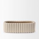 Mira Wide Textured Blush Beige Fluted Ceramic Vase - Default Title