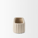 Mira Wide Textured Blush Beige Fluted Ceramic Vase - Default Title