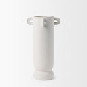 Dylan Tall Textured Off White w Handles Ceramic Vase - Default Title