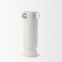 Dylan Tall Textured Off White w Handles Ceramic Vase - Default Title