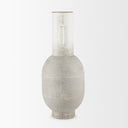 Torres Tall Textured Off White w Gold Metal Vase - Default Title