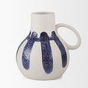 Truett White w Blue Stripes Ceramic Jug Vase - Default Title