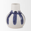 Truett White w Blue Stripes Ceramic Jug Vase - Default Title
