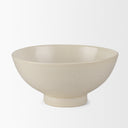 Tyren Cream Glazed Decorative Round Ceramic Bowl - Default Title