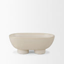 Tyren Cream Glazed Decorative Oblong Ceramic Bowl - Default Title