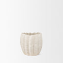 Velia Short Seashell Sculptural Cream Glazed Ceramic Vase - Default Title