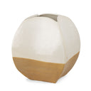 Vania Short Off White w Tan Textured Ceramic Vase - Default Title