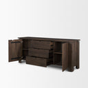 Wallen 2 Door Solid Dark Brown Wood w 3 Drawers Sideboard - Default Title