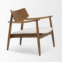 Haggen Medium Brown Oak Wood w Cream Fabric Accent Chair - Default Title