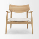 Haggen Light Brown Oak Wood w Cream Fabric Accent Chair - Default Title