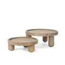 Virve Round Light Brown Wood w Gray Wash Wooden Trays - Default Title