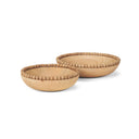 Wendell Light Brown Wood w Wood Bead Round Bowls - Default Title