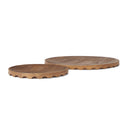 Waverly Round Light Brown Wood Scalloped Edged Trays - Default Title