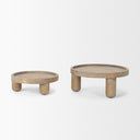 Virve Round Light Brown Wood w Gray Wash Wooden Trays - Default Title