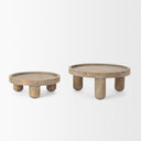 Virve Round Light Brown Wood w Gray Wash Wooden Trays - Default Title