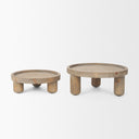 Virve Round Light Brown Wood w Gray Wash Wooden Trays - Default Title