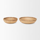 Wendell Light Brown Wood w Wood Bead Round Bowls - Default Title