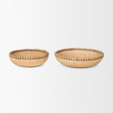 Wendell Light Brown Wood w Wood Bead Round Bowls - Default Title