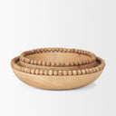 Wendell Light Brown Wood w Wood Bead Round Bowls - Default Title