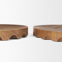 Waverly Round Light Brown Wood Scalloped Edged Trays - Default Title