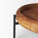Wally Round Medium Brown Wood w Matte Black Metal Stand Trays - Default Title