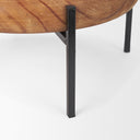 Wally Round Medium Brown Wood w Matte Black Metal Stand Trays - Default Title
