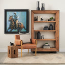 Tabor Natural Wood w Black Oak Frame Bookcase - Default Title