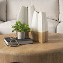 Vania Small Off White w Tan Textured Ceramic Vase - Default Title