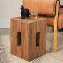 Waylen Natural Wood Block Accent Stool - Default Title