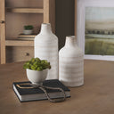Tisha Small White W Terracotta Distressing Metal Vase - Default Title