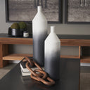 Townley Tall White w Black Ombre Metal Vase - Default Title