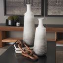 Toru Medium White w Grey Ombre Metal Vase - Default Title