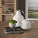 Treva Small White w Black Speckles Metal Vase - Default Title