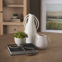 Urvi Short Off White Speckled Asymmetrical Ceramic Vase - Default Title