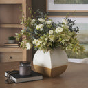 Vania Short Off White w Tan Textured Ceramic Vase - Default Title
