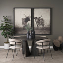 Tarro 60 Round Textured Espresso Wood w Geometrical Base Dining Table - Default Title