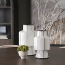 Dinah Small White w Black Stripes Ceramic Vase - Default Title