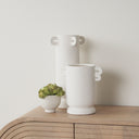 Dylan Tall Textured Off White w Handles Ceramic Vase - Default Title