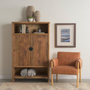 Ashton Brown Faux Leather w Light Wood Accent Chair - Default Title
