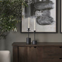 Petria Matte Black Textured Metal Taper Candle Holders - Default Title